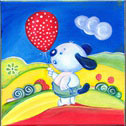 Doggy: Original painting by MJS, 2013. Acrylic on canvas 20x20 cm. Without frame. Price: 45 Euros 
