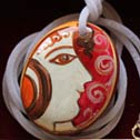 065 - Hand painted stone as Pendant Necklace - Price : 35 Euros