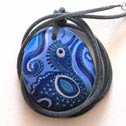 091- Hand painted stone as Pendant Necklace - Price : 42 Euros