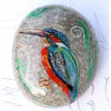 Bird - Hand painted stone as  Paperweight - Dim: 7,5 x 5,5 x 2,5 cm. Price: 45 Euros